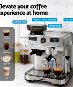 Devanti Coffee Machine Espresso Latte Maker for Perfect Brews - Image 4