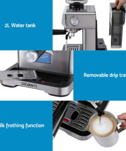 Devanti Coffee Machine Espresso Latte Maker for Perfect Brews - Image 6
