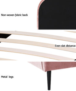 Artiss King Single Storage Bed Frame Velvet with Table - Image 6