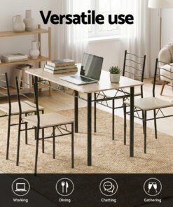 Artiss Dining Table Set - Modern Oak for Family Gatherings - Image 4