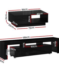 Artiss LED TV Unit & Coffee Table Set - Modern Living Solution - Image 3