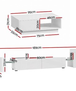 Artiss LED TV Unit & Coffee Table Set for Modern Living - Image 3
