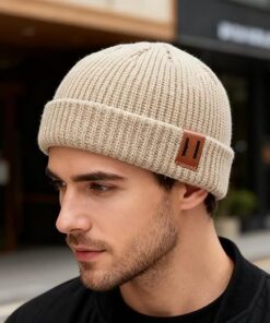 Knitted Hat - Rolled Brim Beanie - Warm Winter Accessory - Image 3