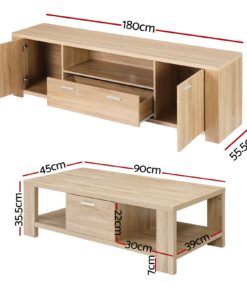 Artiss TV Unit & Coffee Table Set for Stylish Living Rooms - Image 3