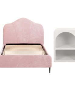Artiss King Single Storage Bed Frame Velvet with Table - Image 3