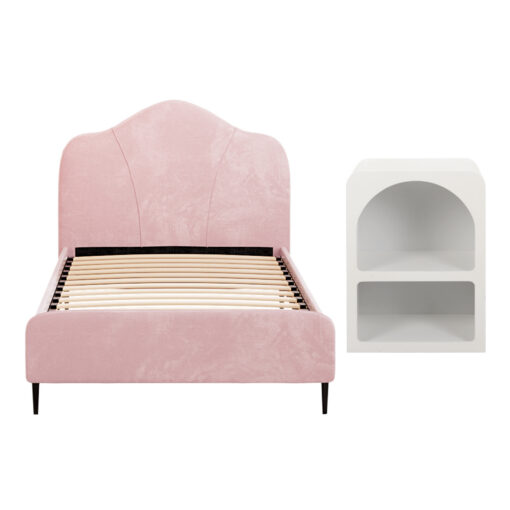Artiss King Single Storage Bed Frame Velvet with Table – image 3