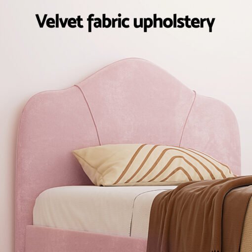 Artiss King Single Storage Bed Frame Velvet with Table – image 4