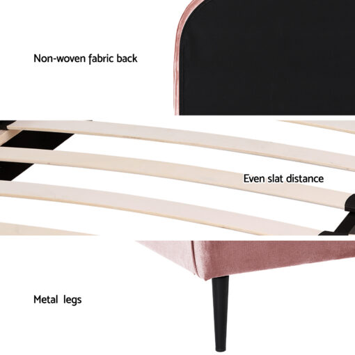 Artiss King Single Storage Bed Frame Velvet with Table – image 6