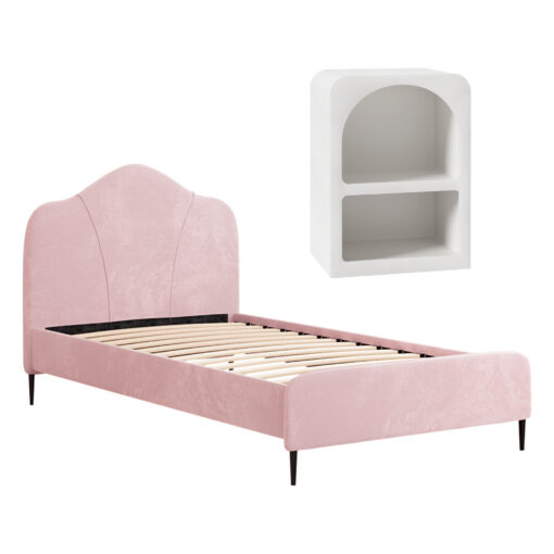Artiss King Single Storage Bed Frame Velvet with Table – image 7