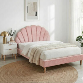 Artiss Double Bed Frame with Scallop Headboard for Comfort – image 1