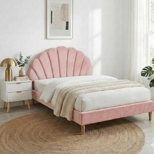 Artiss Double Bed Frame with Scallop Headboard for Comfort – image 1