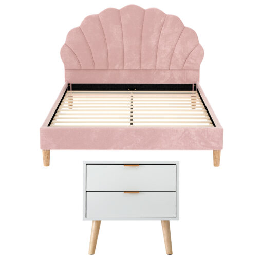 Artiss Double Bed Frame with Scallop Headboard for Comfort – image 3