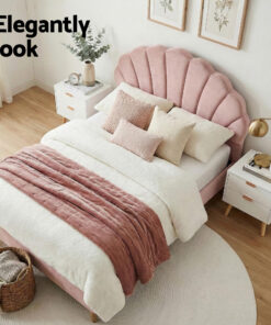 Artiss Double Bed Frame with Scallop Headboard for Comfort - Image 4