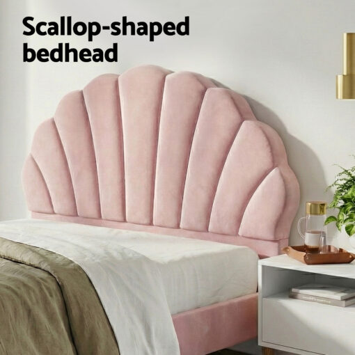 Artiss Double Bed Frame with Scallop Headboard for Comfort – image 5