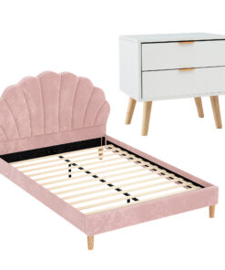 Artiss Double Bed Frame with Scallop Headboard for Comfort - Image 7