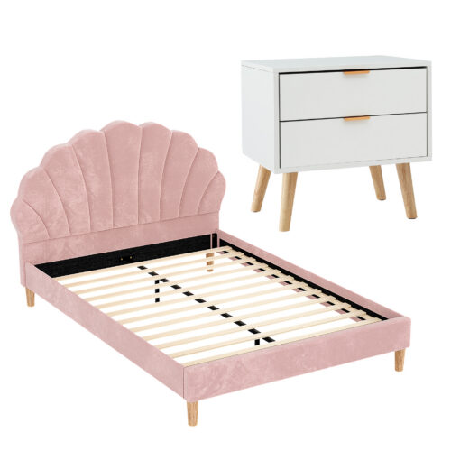 Artiss Double Bed Frame with Scallop Headboard for Comfort – image 7