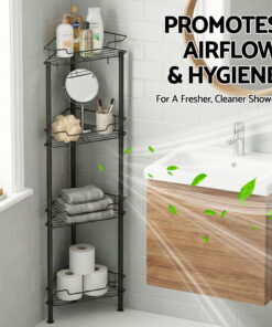 Artiss 4 Tier Corner Shower Caddy for Organised Bathrooms - Image 9