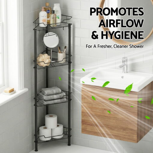Artiss 4 Tier Corner Shower Caddy for Organised Bathrooms – image 9