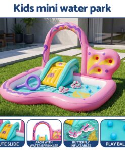 Bestway Butterfly Kids Play Pool with Slide Pink - Image 4