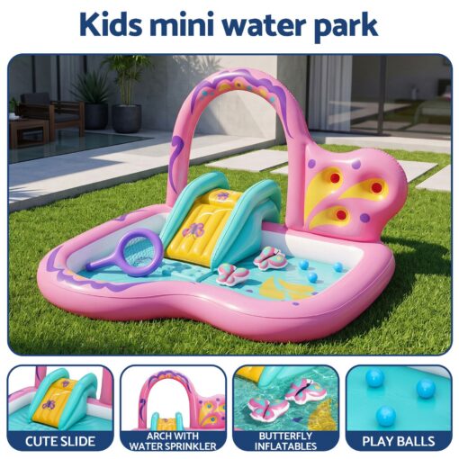 Bestway Butterfly Kids Play Pool with Slide Pink – image 4
