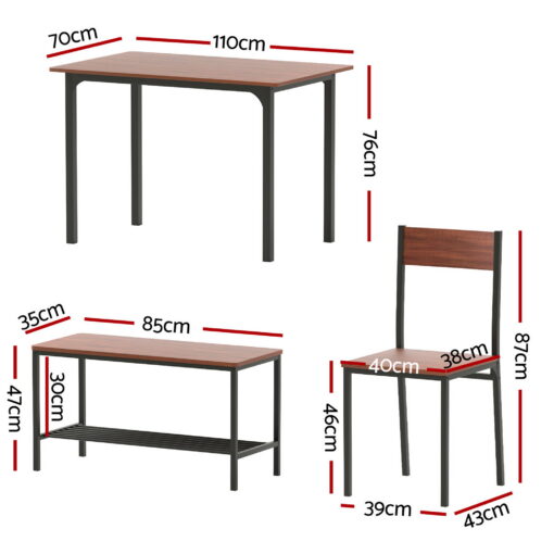 Artiss Dining Set with Storage Bench for Small Spaces – image 2