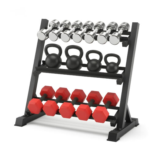 Everfit 3-Tier Dumbbell Rack 300kg Black – image 1