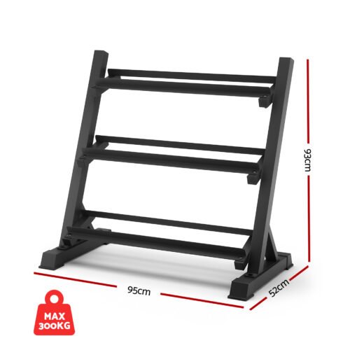 Everfit 3-Tier Dumbbell Rack 300kg Black – image 2