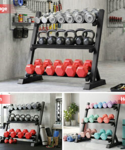 Everfit 3-Tier Dumbbell Rack 300kg Black - Image 6