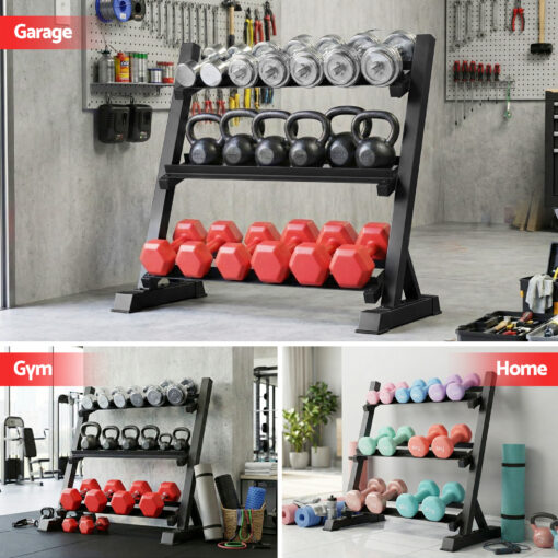 Everfit 3-Tier Dumbbell Rack 300kg Black – image 6
