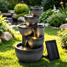 Gardeon Solar 5-Tier Fountain with Battery – image 1
