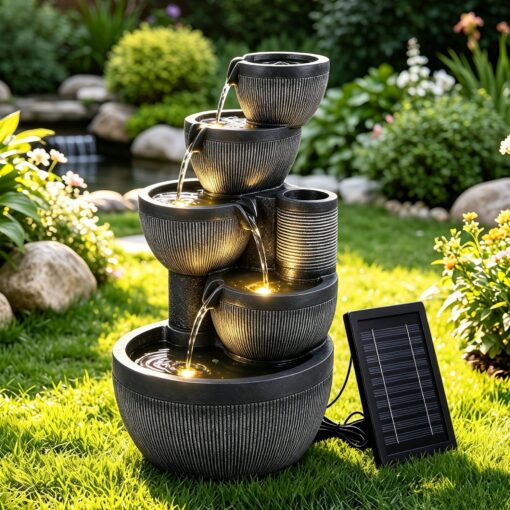 Gardeon Solar 5-Tier Fountain with Battery – image 1