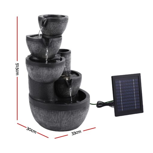 Gardeon Solar 5-Tier Fountain with Battery – image 2