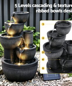 Gardeon Solar 5-Tier Fountain with Battery - Image 4