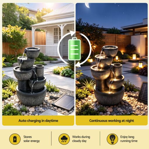 Gardeon Solar 5-Tier Fountain with Battery – image 5