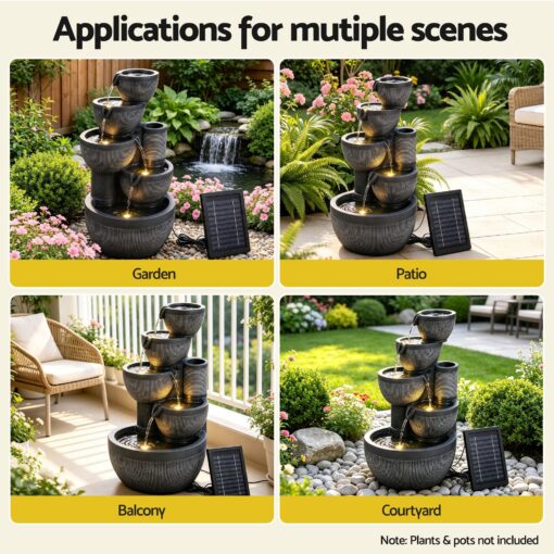 Gardeon Solar 5-Tier Fountain with Battery – image 7