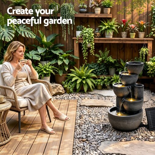 Gardeon Solar 5-Tier Fountain with Battery – image 8