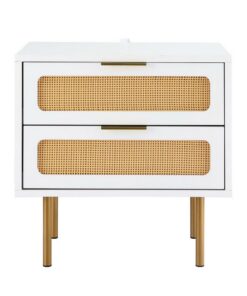 Artiss Rattan Bedside Tables 2 Pack White - Image 4