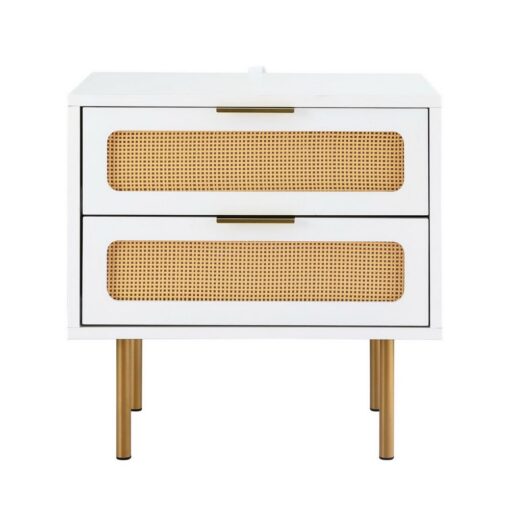 Artiss Rattan Bedside Tables 2 Pack White – image 4