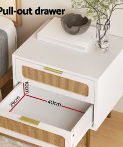 Artiss Rattan Bedside Tables 2 Pack White - Image 5