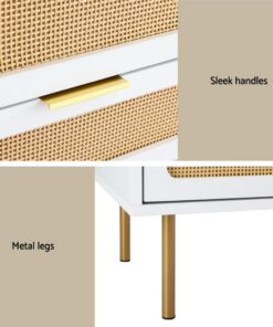 Artiss Rattan Bedside Tables 2 Pack White - Image 7