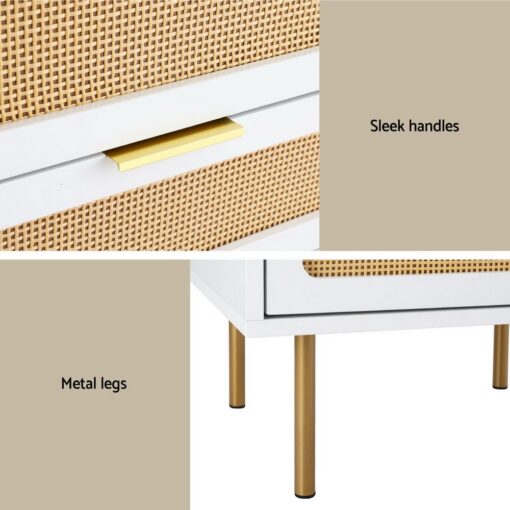 Artiss Rattan Bedside Tables 2 Pack White – image 7