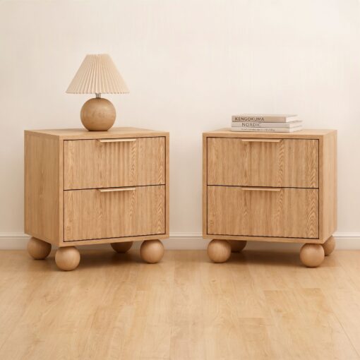 Artiss 2-Pack Pine Bedside Tables, 2 Drawers – image 1