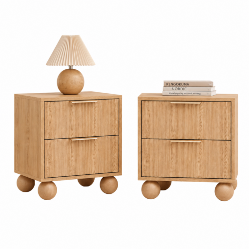 Artiss 2-Pack Pine Bedside Tables, 2 Drawers – image 2