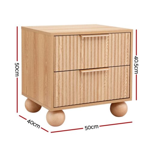 Artiss 2-Pack Pine Bedside Tables, 2 Drawers – image 3