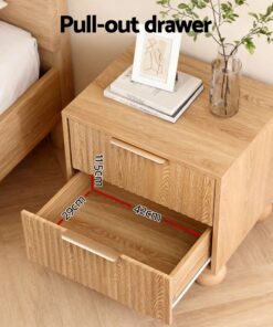 Artiss 2-Pack Pine Bedside Tables, 2 Drawers - Image 5