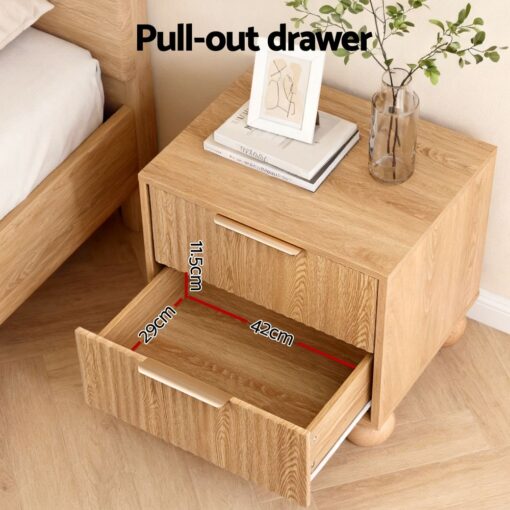 Artiss 2-Pack Pine Bedside Tables, 2 Drawers – image 5