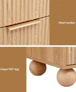 Artiss 2-Pack Pine Bedside Tables, 2 Drawers - Image 6