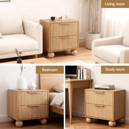 Artiss 2-Pack Pine Bedside Tables, 2 Drawers – image 7