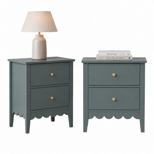 Artiss Green 2-Drawer Bedside Tables, Set of 2 – image 2