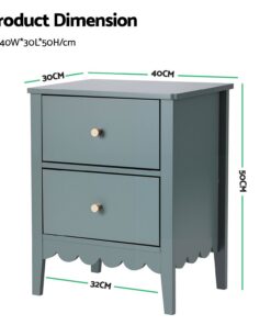 Artiss Green 2-Drawer Bedside Tables, Set of 2 - Image 3